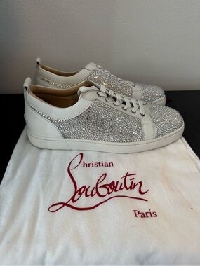 Christian Louboutin Silver Crystal Low-Top Sneakers (42)